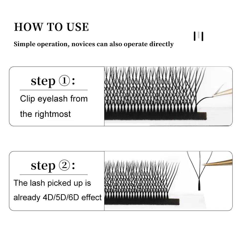 Color: Brushed Chrome, Curl: C, Thickness: 0.07mm, Length: 12mm - Yelix Cilios 5D W Shape Eyelash Extensions 4D/6D Premade Volume Fans Natural Soft Automatic Flowering Lash Makeup Supplies