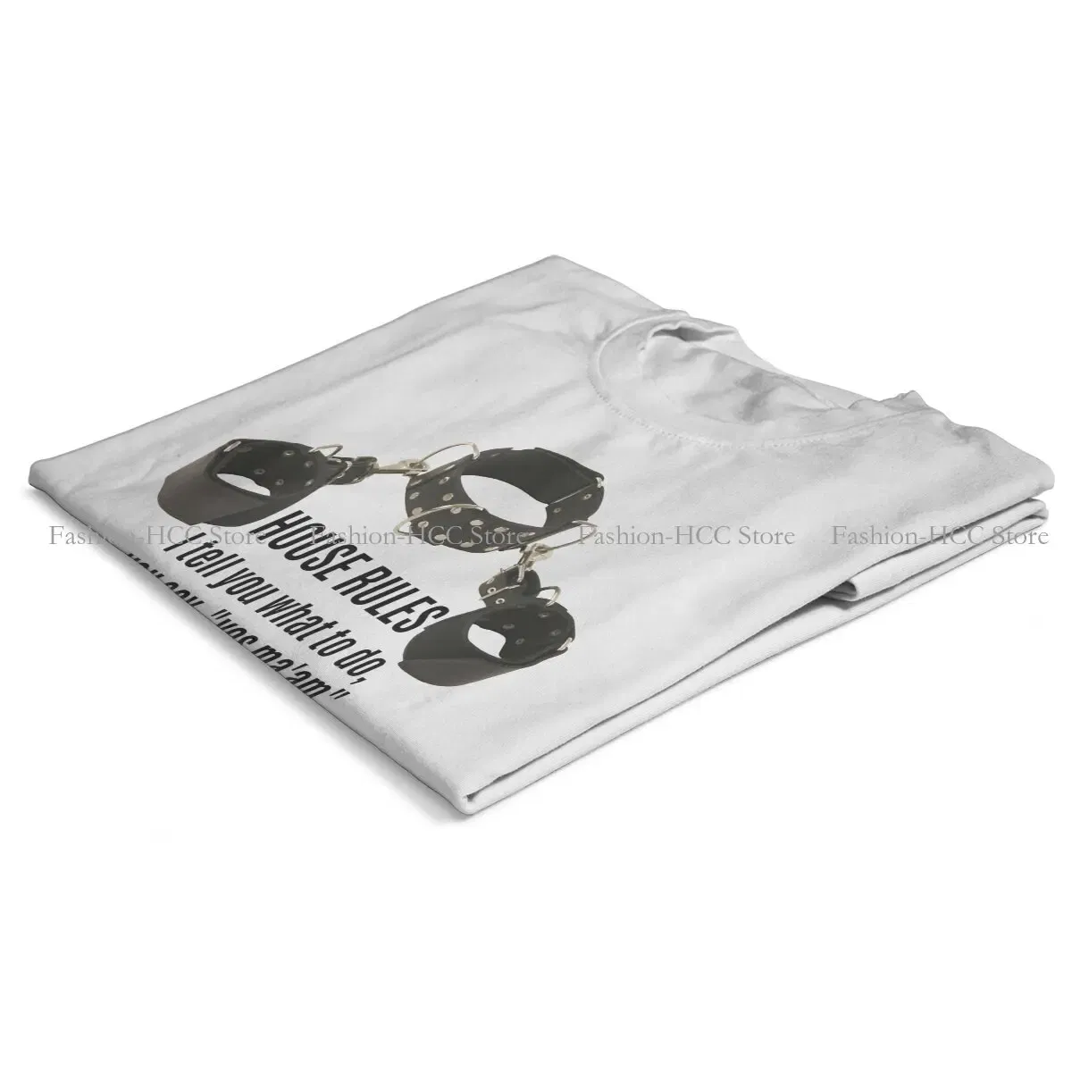 Color: WHITE, Size: M - BDSM Bondage Discipline Dominance Submission Polyester TShirts Collar Cuffs House Rules Female Print Homme T Shirt Hipster Tops