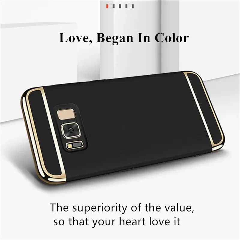 Color: black, Material: PP - Luxury 3 in 1 Case for Samsung Galaxy S6 S7 Edge S8 S9 S10 Plus Note 8 9 Hard Cover J3 J5 J7 Pro 2017 J4 J6 J8 2018 A20 A30 A50
