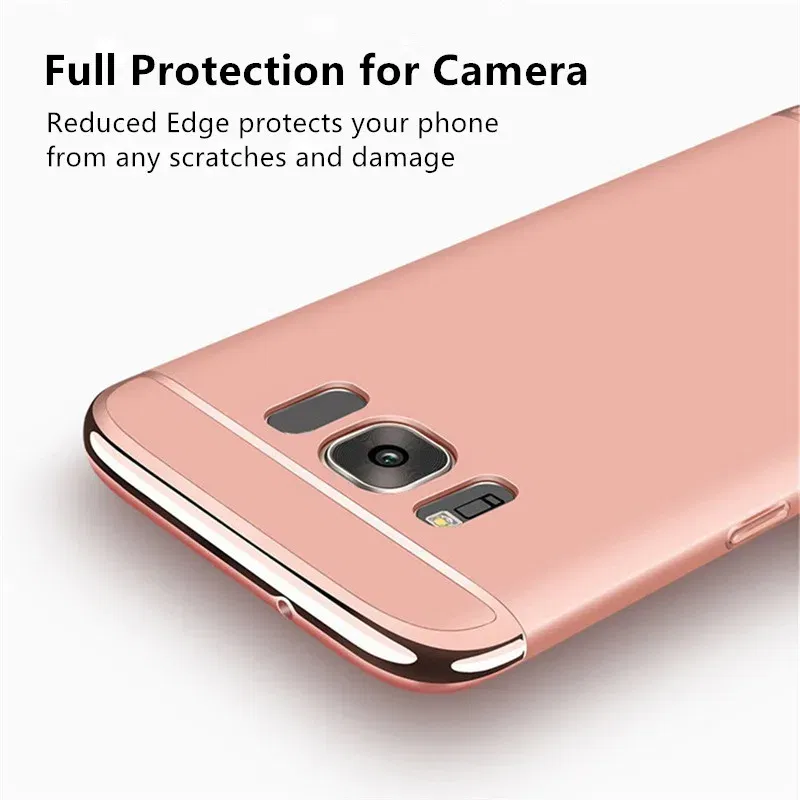 Color: black, Material: PP - Luxury 3 in 1 Case for Samsung Galaxy S6 S7 Edge S8 S9 S10 Plus Note 8 9 Hard Cover J3 J5 J7 Pro 2017 J4 J6 J8 2018 A20 A30 A50