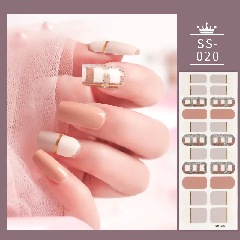 Color: Sliver - 22 Tips Blue and White Shiny Speckles Nail Art Sticker Full Cover Nail Stickers Last Update Nail Wraps Lot Sticker for Nails