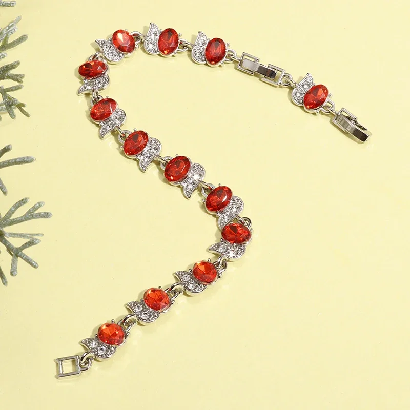 Metal Color: Antique Gold Plated - Fashion Exquisite Color Crystal Inlaid Ladies Charm Bracelet Engagement Wedding Jewelry
