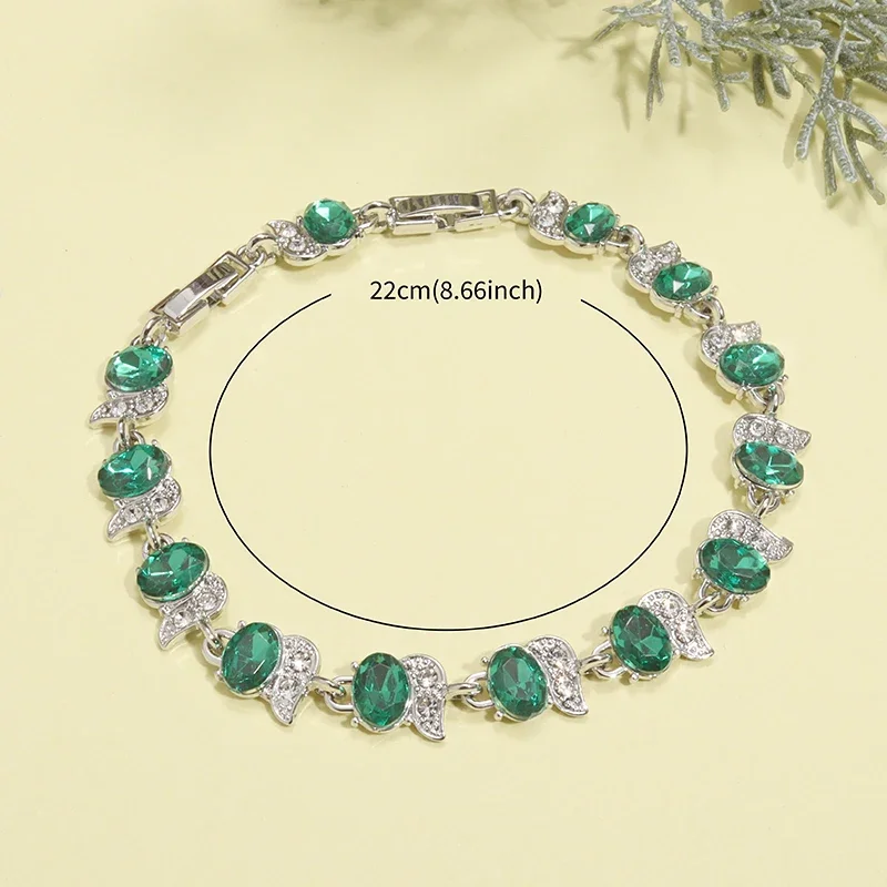 Metal Color: Antique Gold Plated - Fashion Exquisite Color Crystal Inlaid Ladies Charm Bracelet Engagement Wedding Jewelry