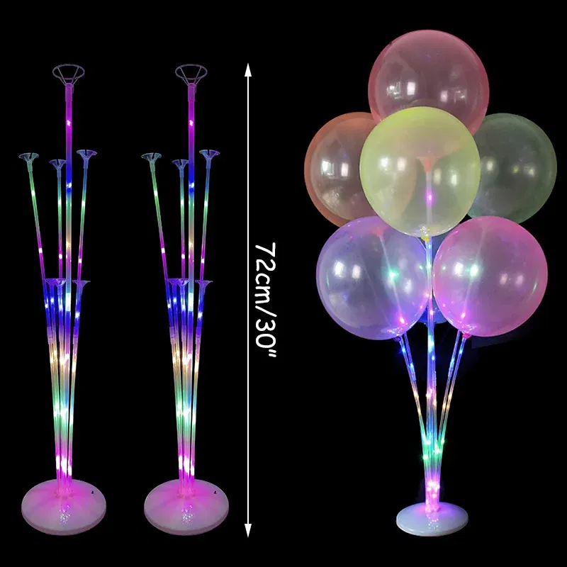 Color: Silver - 7Tubes Balloons Stand Balloon Holder Column Confetti Balloon Baby Shower Kids Birthday Party Wedding Decoration Supplies