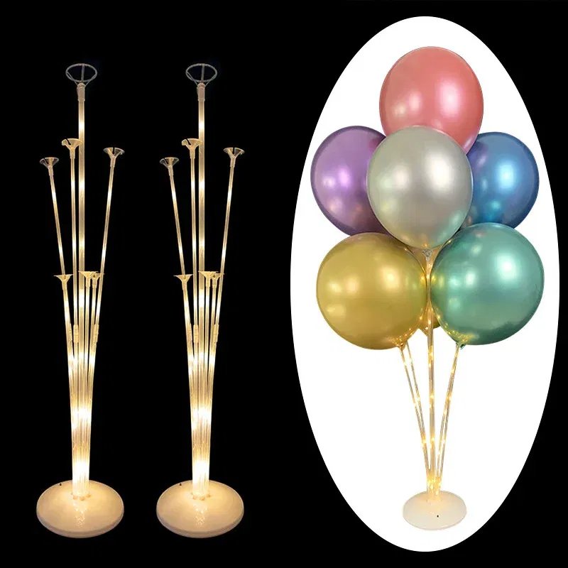 Color: Silver - 7Tubes Balloons Stand Balloon Holder Column Confetti Balloon Baby Shower Kids Birthday Party Wedding Decoration Supplies