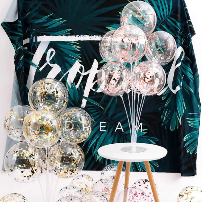 Color: Silver - 7Tubes Balloons Stand Balloon Holder Column Confetti Balloon Baby Shower Kids Birthday Party Wedding Decoration Supplies