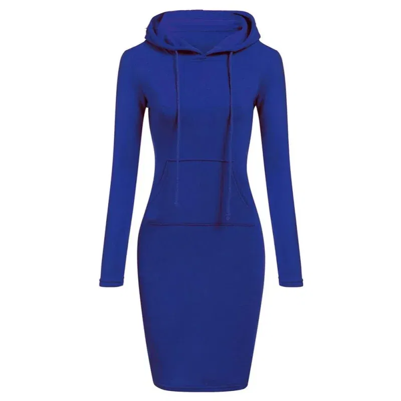 Color: Beige, Size: XL - Ladies Dress Autumn Women Hooded Dresses Hoodies Women Sweatshirts Women Hoodies Dress Tops Ladies Clothing
