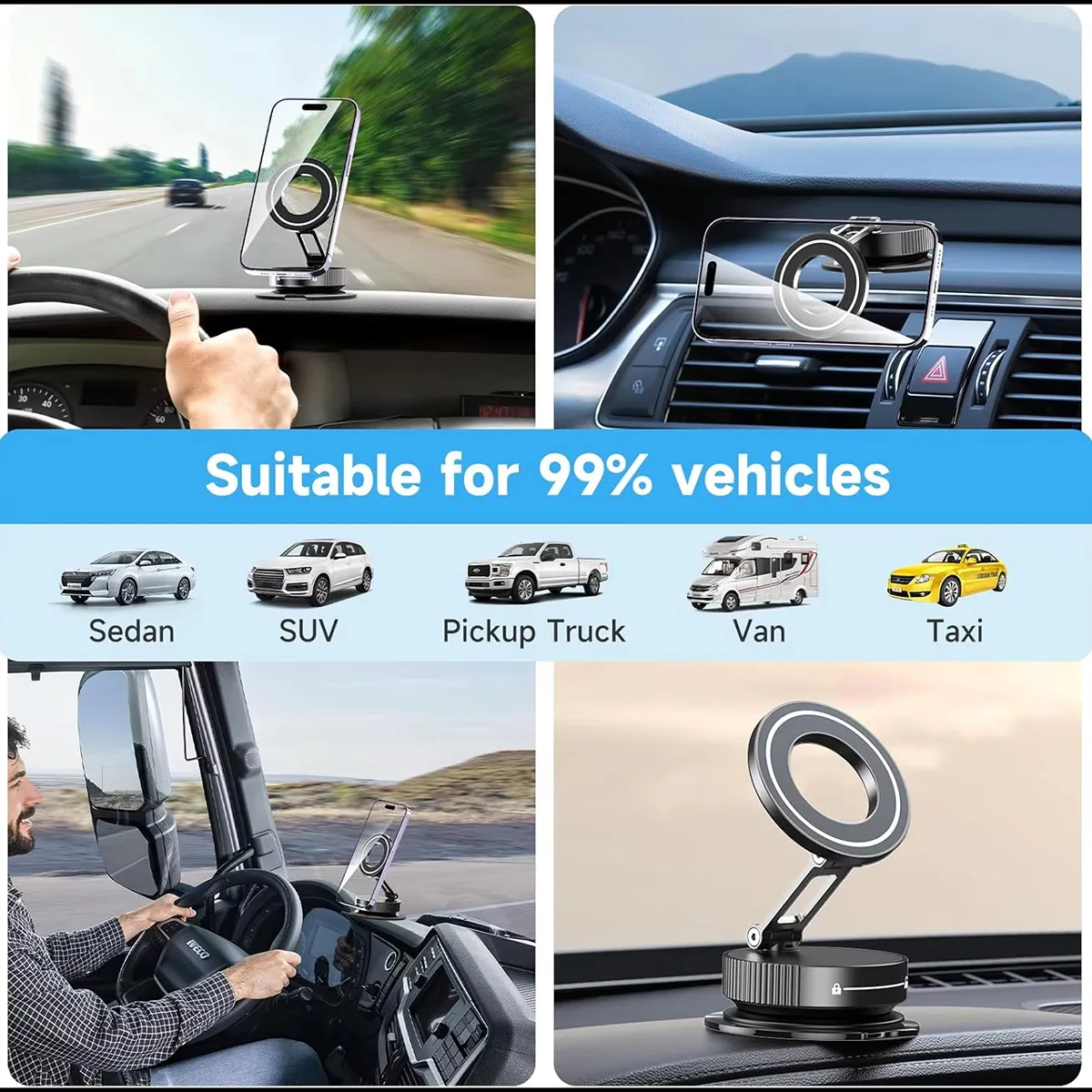 Color: Red - Car Phone Holder Strong Magnetic Car Phone Mount 360?° Foldable Vacuum Magnetic Phone Holder For GPS All Smartphones For Car Desk