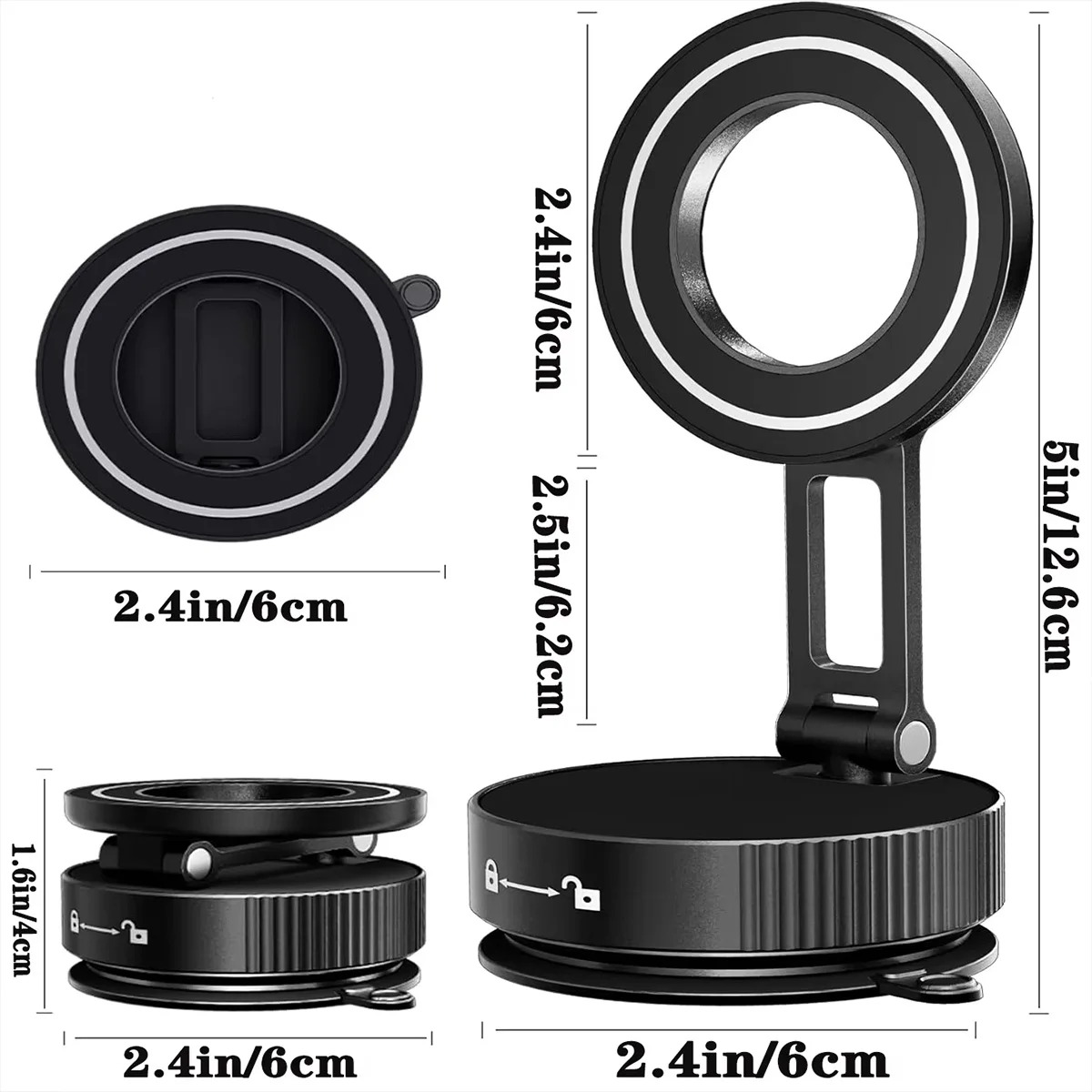 Color: Red - Car Phone Holder Strong Magnetic Car Phone Mount 360?° Foldable Vacuum Magnetic Phone Holder For GPS All Smartphones For Car Desk