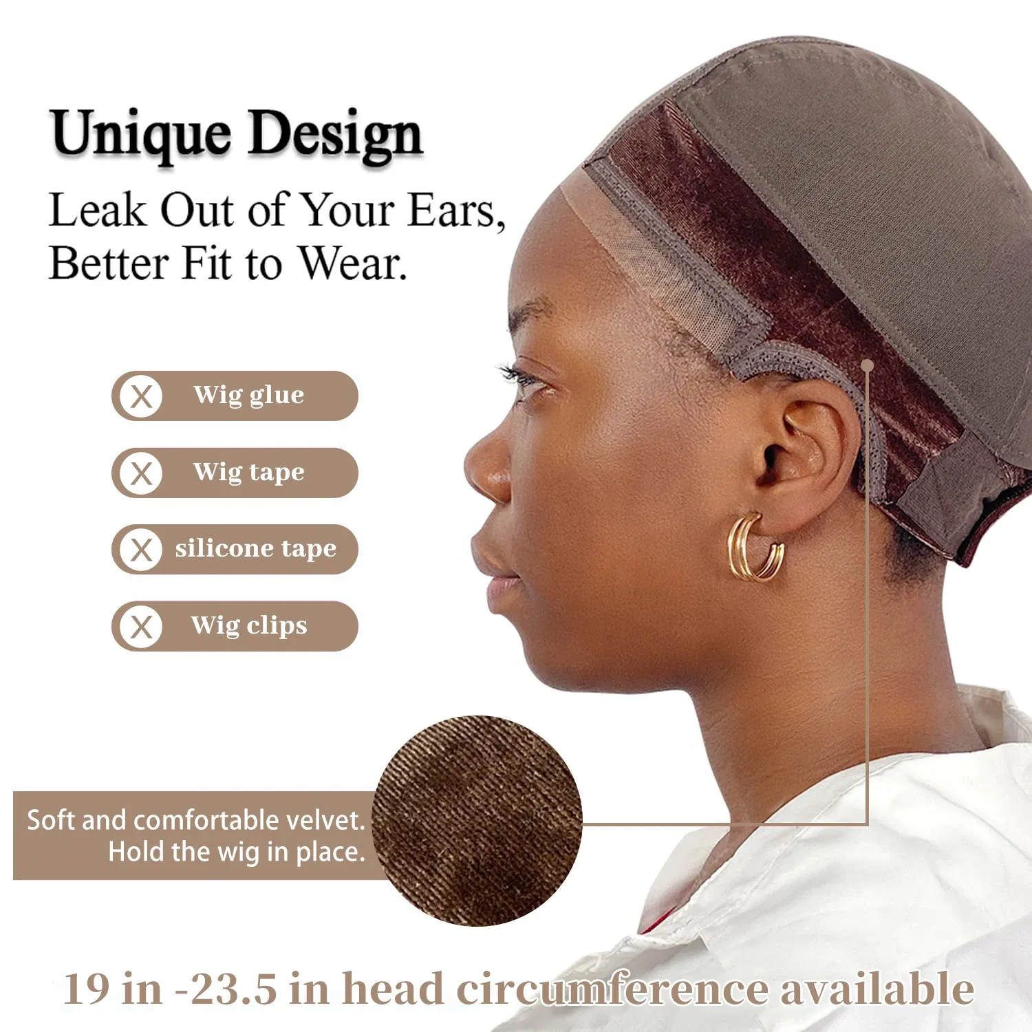 Color: Auburn - Wig Cap with Grip Band for Keeping Wigs in Place, More Full Cap-wide Transparent Lace for Lace Front Wigs