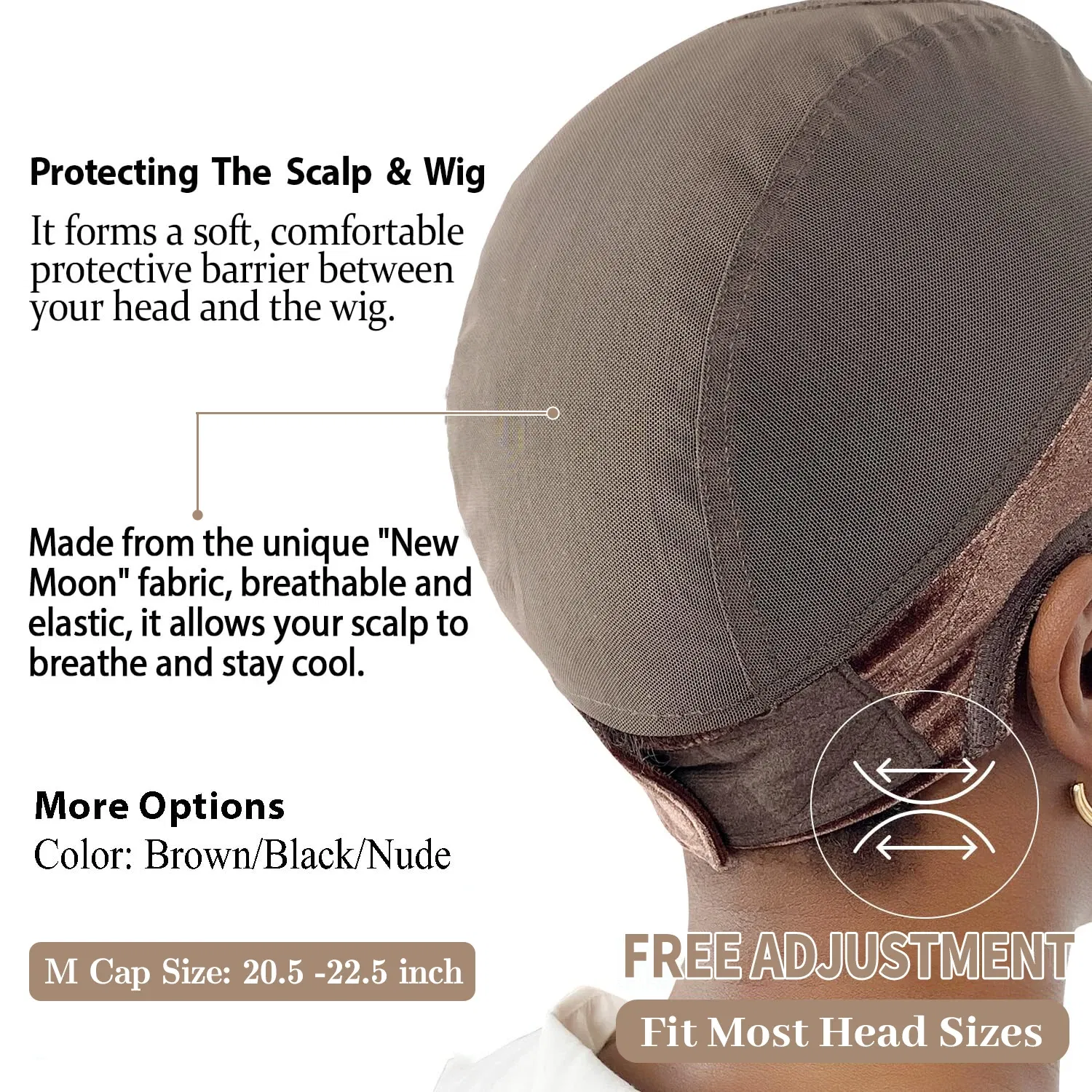 Color: Auburn - Wig Cap with Grip Band for Keeping Wigs in Place, More Full Cap-wide Transparent Lace for Lace Front Wigs
