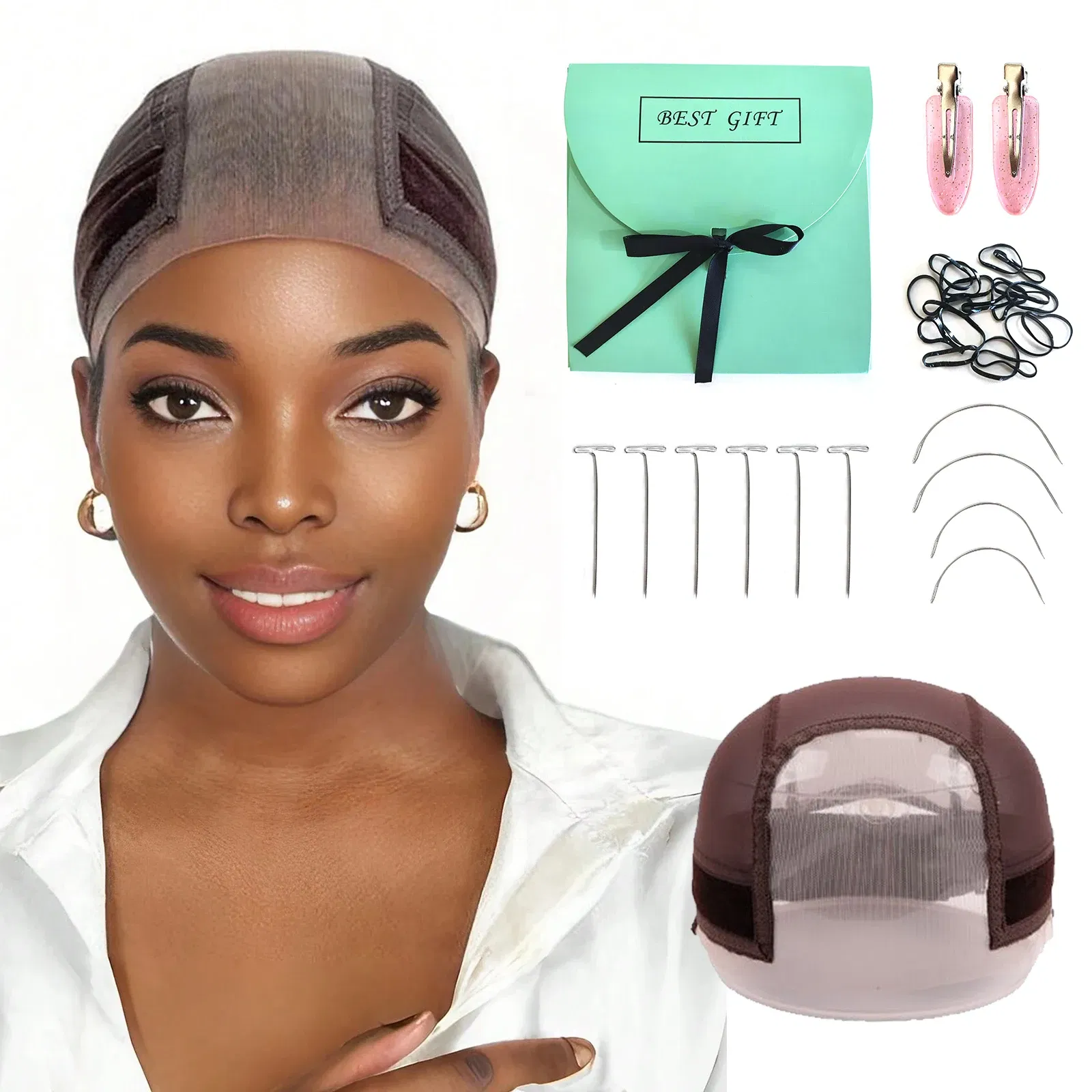 Color: Auburn - Wig Cap with Grip Band for Keeping Wigs in Place, More Full Cap-wide Transparent Lace for Lace Front Wigs