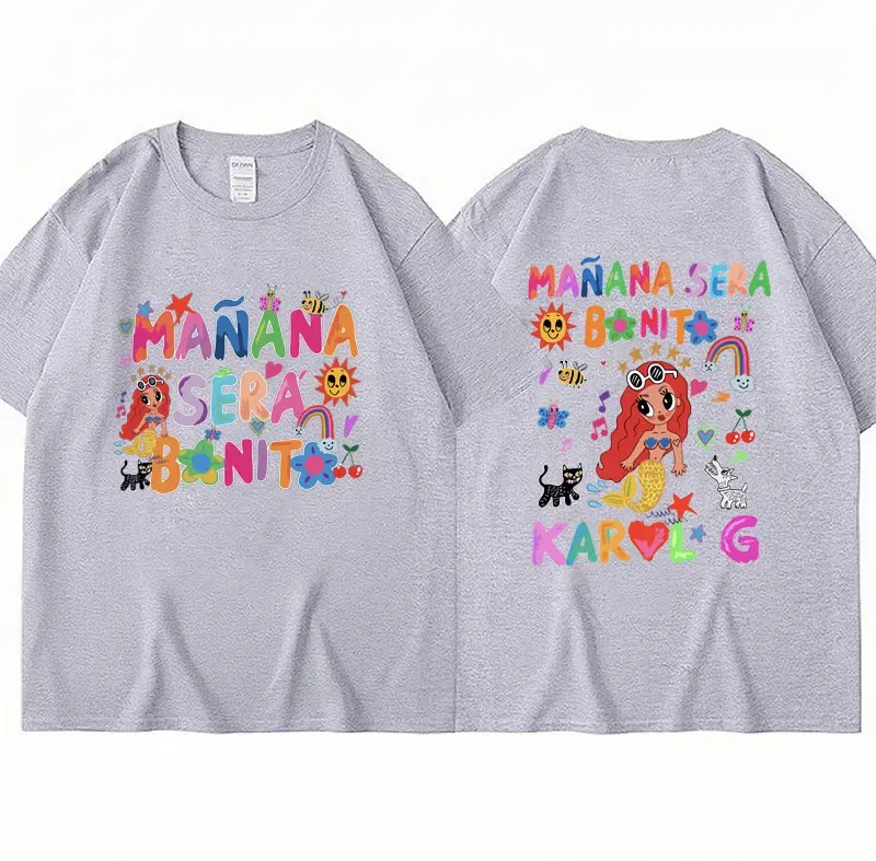 Color: Blue, Size: XXL - Limted Karol G Manana Sera Bonito T Shirts Fashion Harajuku Hip Hop T-Shirt Unisex Casual Breathable Cotton Oversized Tee Shirt