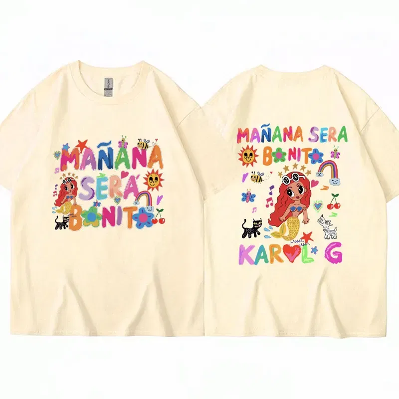 Color: Blue, Size: XXL - Limted Karol G Manana Sera Bonito T Shirts Fashion Harajuku Hip Hop T-Shirt Unisex Casual Breathable Cotton Oversized Tee Shirt