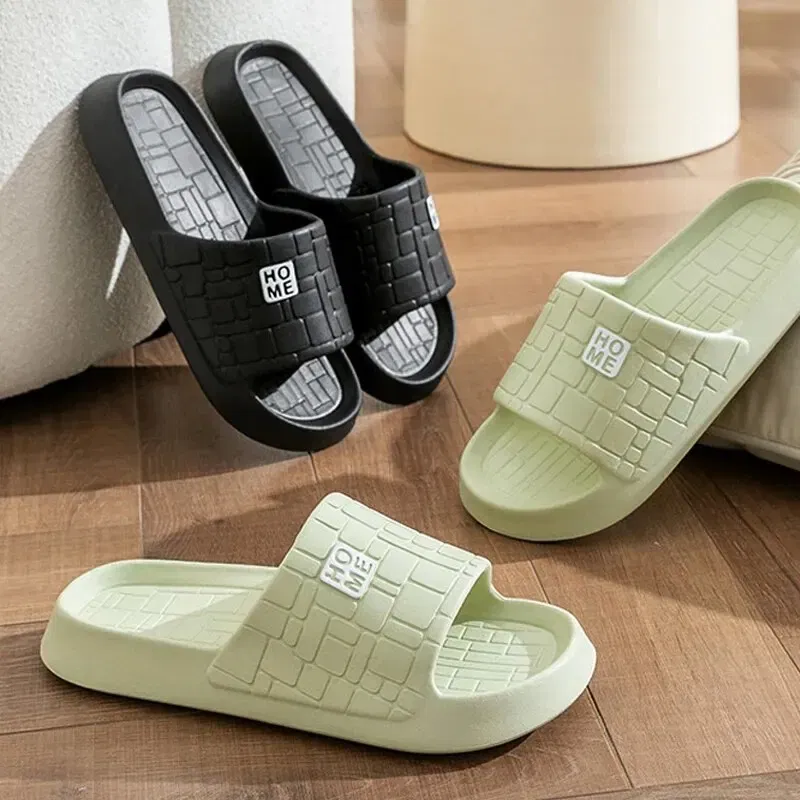 Shoe Size: 38, Color: Yellow - Summer Slippers Women Men Couple Home Slides Sandals EVA Thick Sole Light Weight Flip Flops Home Indoor Bothe Shower Shoes
