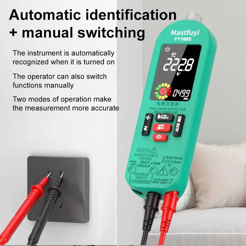 Color: Pink - Smart Digital Multimeter Rechargeable Electronic Tester AC DC Contactless NCV Automatic Test Easy operate lightweight high quali