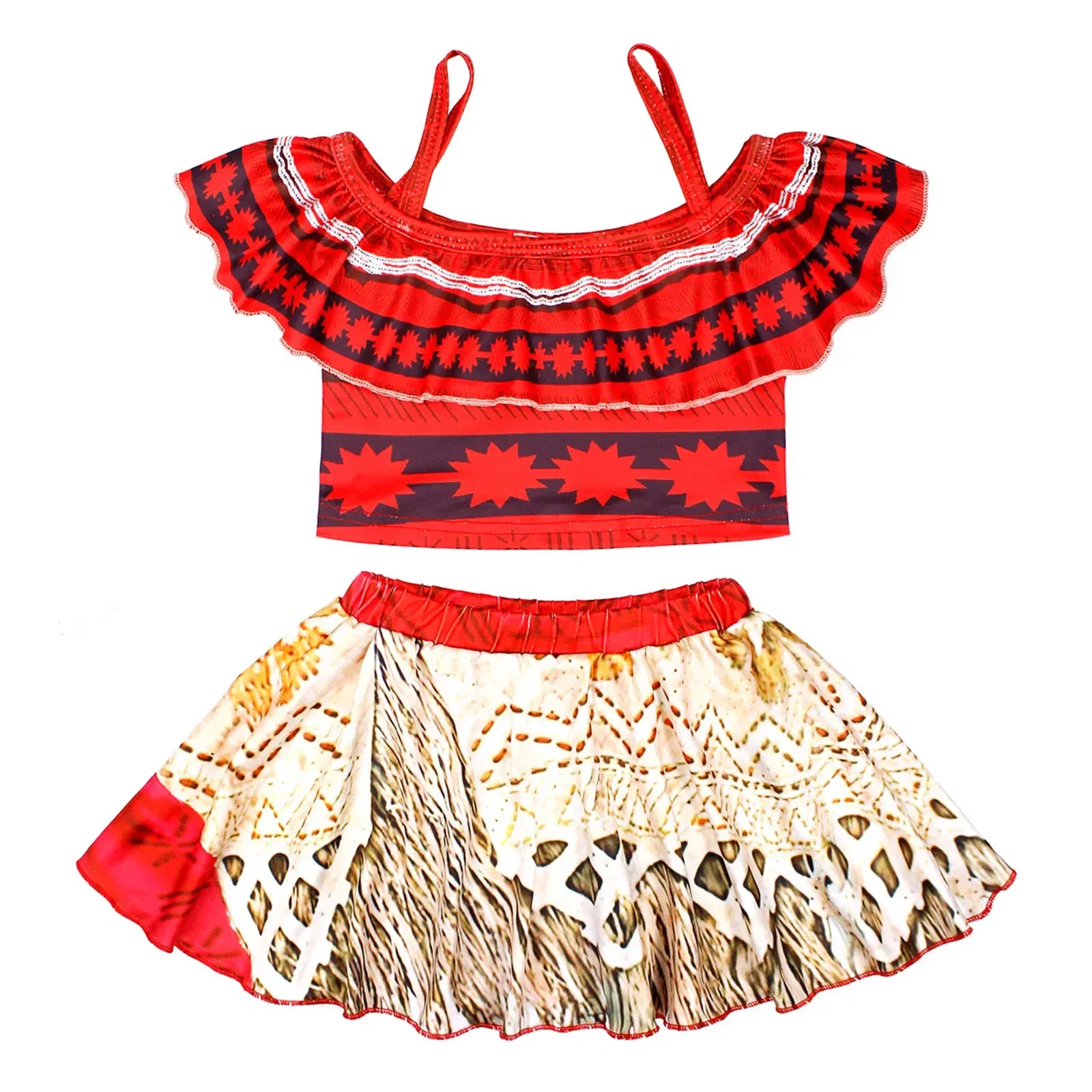 Color: Gold, Kid Size: 6M - Moana 2 Swimsuit Summer Holiday Beach Girls Two-piece Bikini Toddler Adventure Outfit Pool Party Vaiana Fancy Dress Up