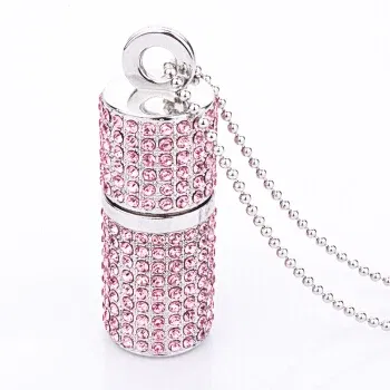 Color: Pink, Capacity: 16GB - JASTER Crystal cylindrical USB Flash Drive  fashion metal diamond pen driveu disk pendrive 4GB 8GB 16GB 32GB 64GB memory stick
