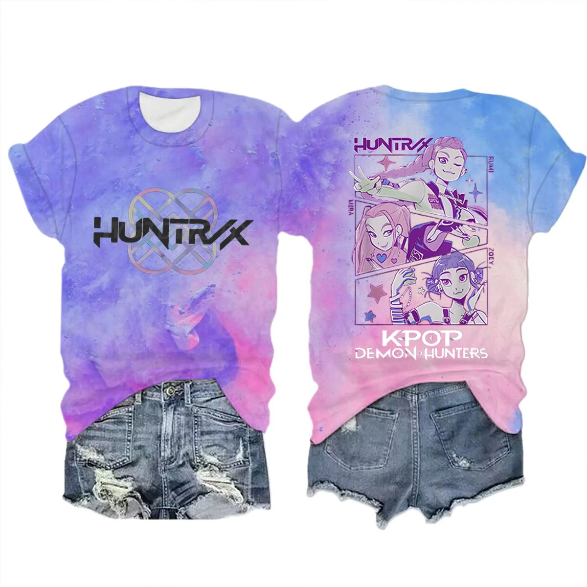 Color: Pink, Size: XS?€old?‰ - Movie Characters T-shirt Tops Tie-dye Men's Women's Clothing Round Neck Short Sleeve T-shirt Street Style T-shirts