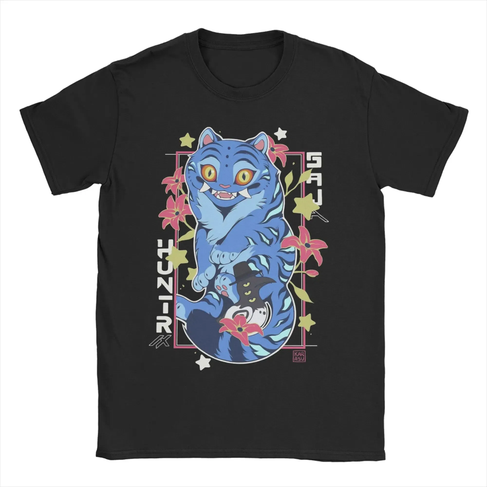 Color: Yellow, Size: XL - Derpy Tiger Cat T Shirt Men Women's Cotton Unique T-Shirt Round Collar Huntrix Kpop Demon Hunters Tees Short Sleeve 4XL 5XL 6XL