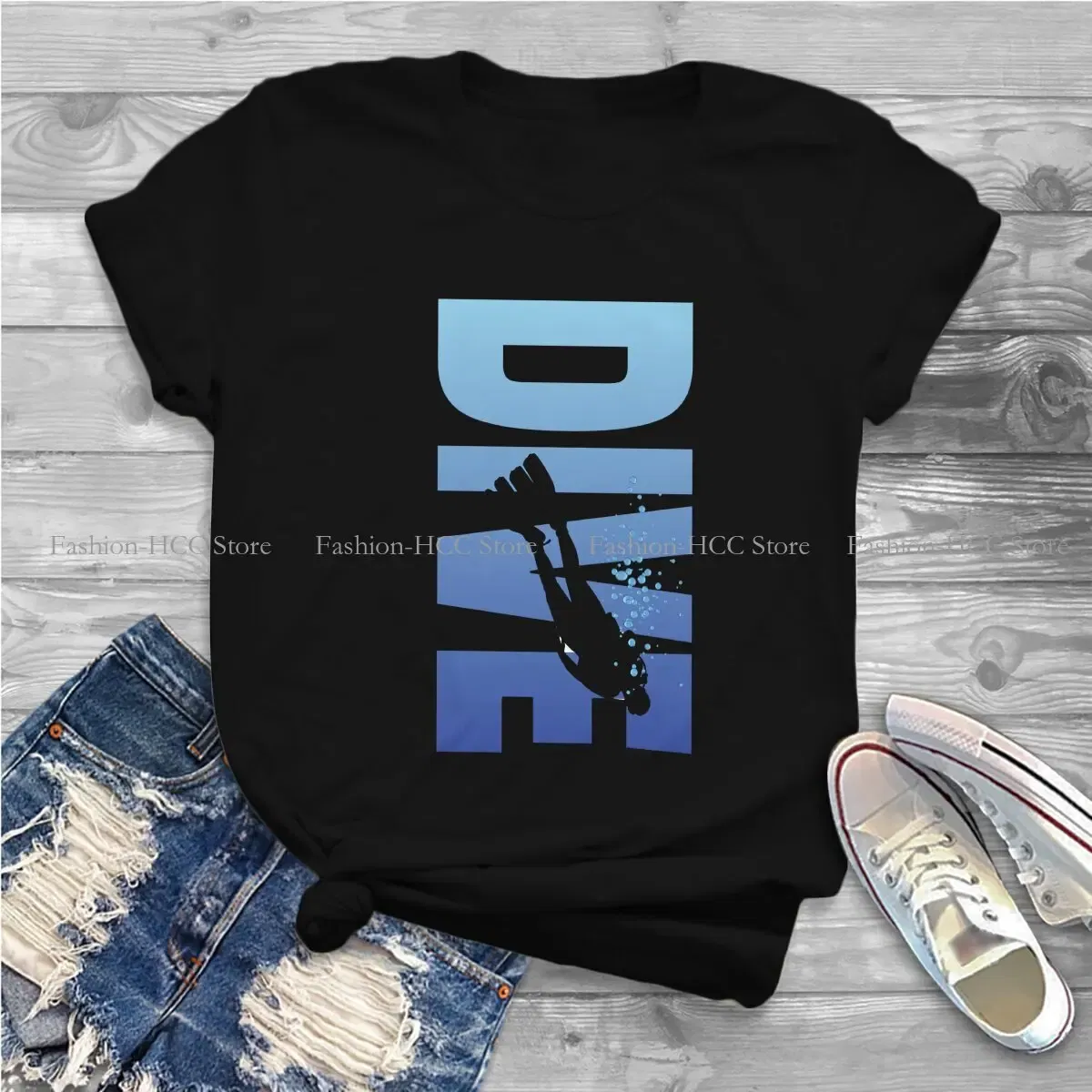 Color: black, Size: L - Deep Blue Sea Unique Polyester TShirt Dive Scuba Diving Top Quality New Design Gift Clothes T Shirt Short Sleeve