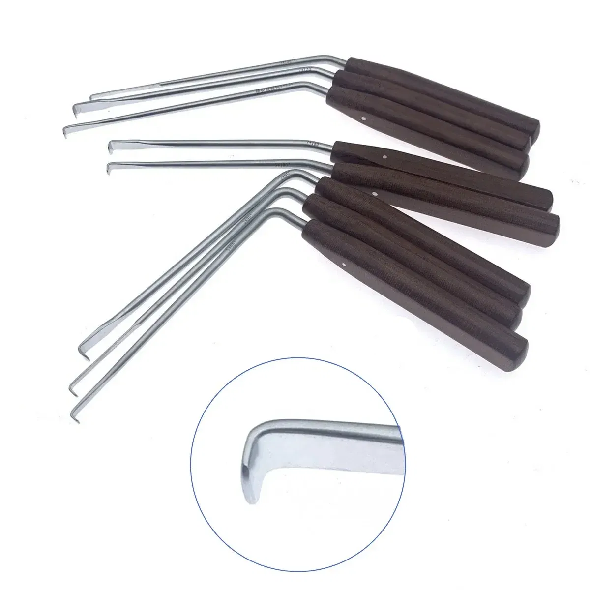 Color: WHITE - Nerve Root Hook Retractor with wooden handle brain Bone Retractor Stainless Steel nerve pull hook