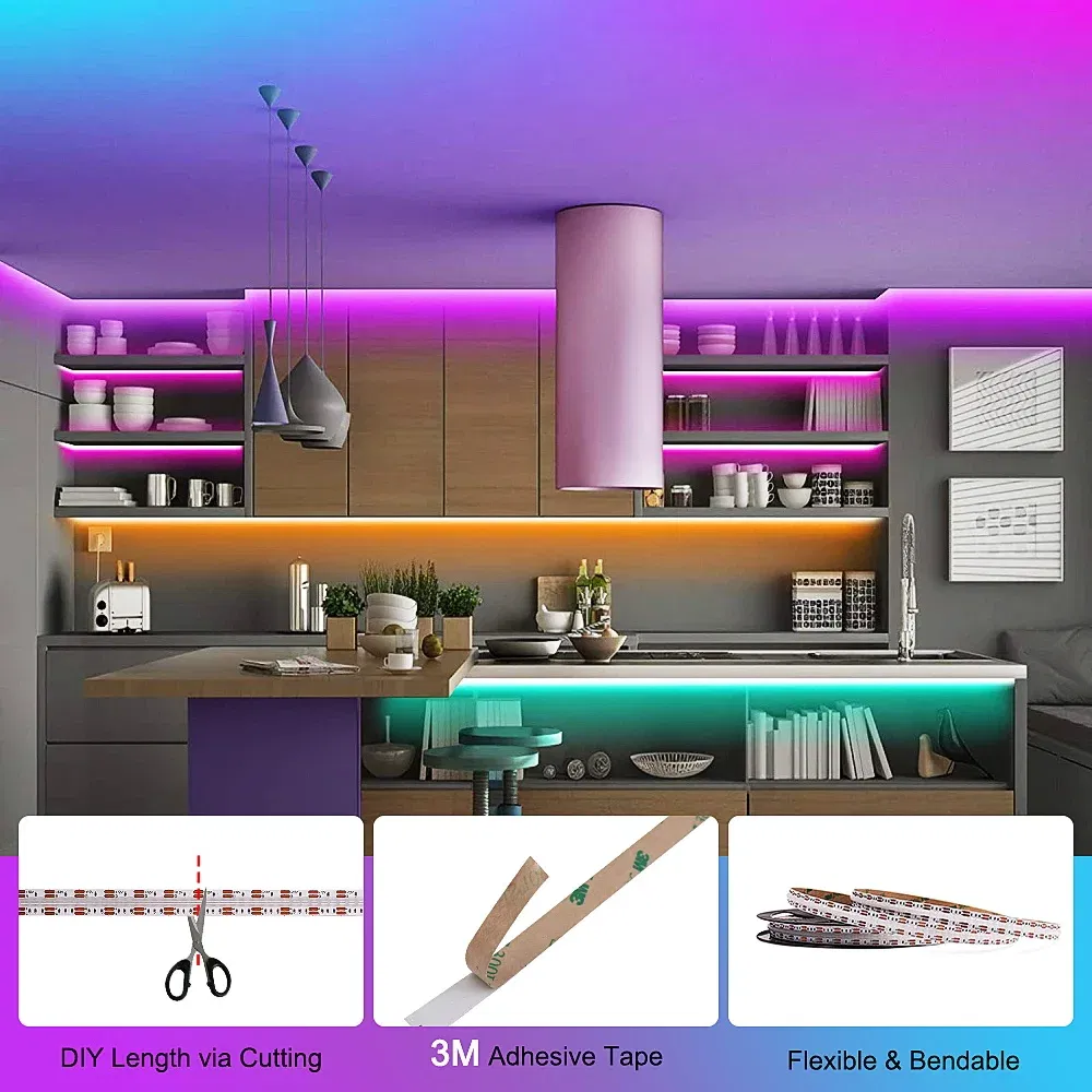 Emitting Color: Emitting Color8, Color: Yellow, Length: 3m, Ships From: CHINA - FOB RGB LED Strip 12V 24V 768 LEDs/M Flexible Colorful Lamp Band High Density Flex LED Tape Light Dimmable Linear Ribbon 3M 5M