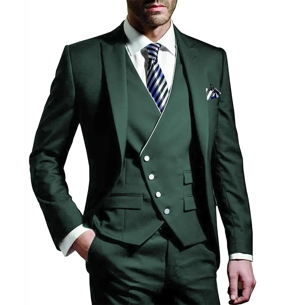 Color: army green, Size: One Size, Ships From: CHINA - White Men Wedding Suits Groom Wear Peak Lapel Wedding Groom Tuxedos Business Party Suit 3 Pieces (Jacket+Vest+Pant?‰Costume Homme