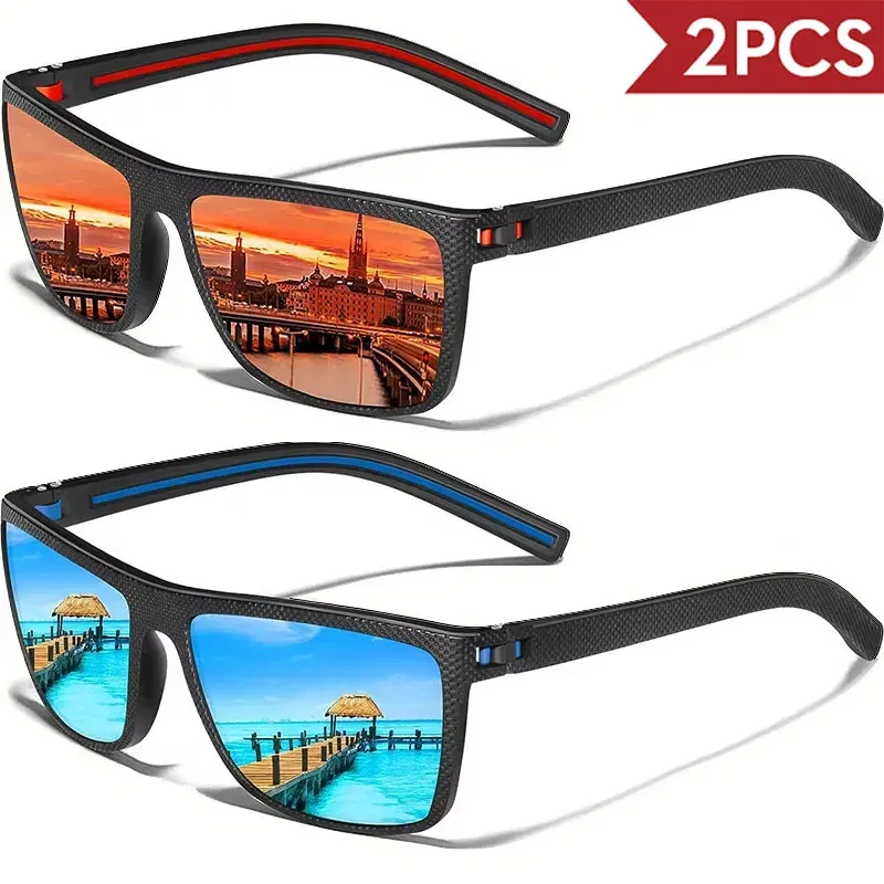 Lenses Color: Gradient Gray - 2/3PCS Amazing Men Polarized Sunglasses Unisex UV400 Glasses Fishing Goggles Outdoor Sport Eyewear  for Driving Fishing Cycling