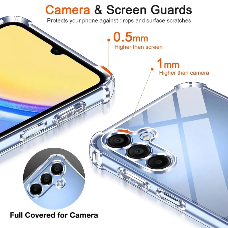 Color: Beige - Luxury Clear Phone Case For Samsung Galaxy A15 A25 A35 A55 A04 A14 A23 A54 A03 A13 A23 A33 A53 A73 A32 A52 A72 Back Cover