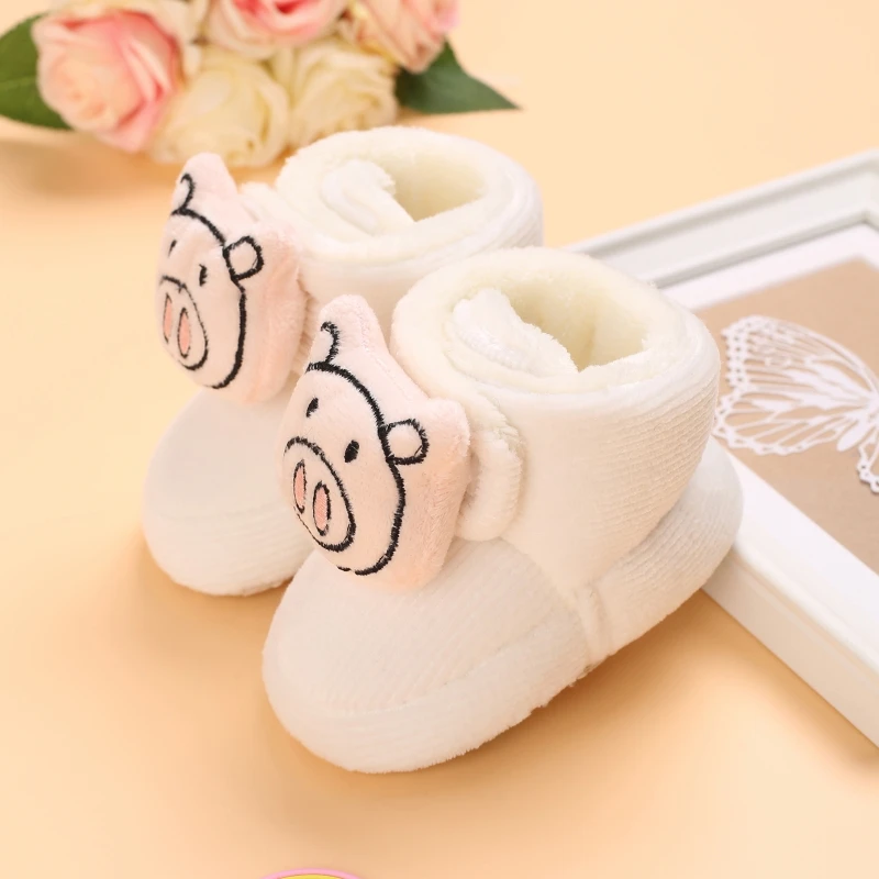 Color: Navy Blue, Baby Age: 0-6 Months - Winter New Cute Cartoon Baby Booties Boy Girl Boots Cotton Soft-Sole Non-Slip Warm Toddler First Walkers Infant Crib Shoes