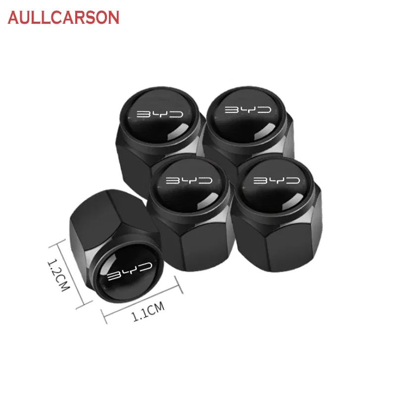 Color: Silver, Ships From: CHINA - Car Wheel Tire Air Valve Caps Stem Cover With Brand For BYD ATTO 3 Song Plus Tang Han TAN Seal Dolphin Mini Seagull Shark King