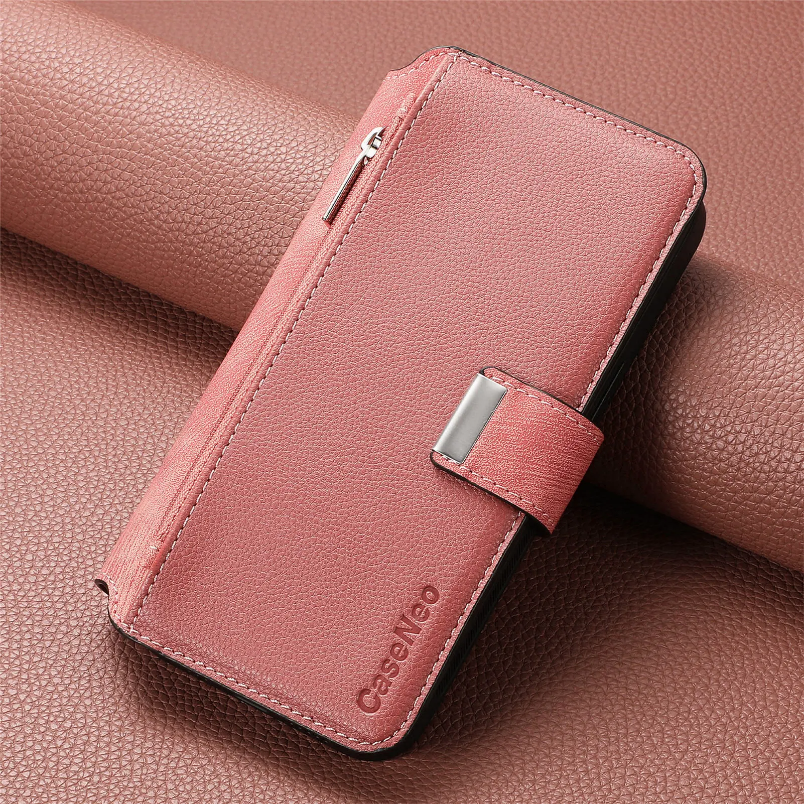 Color: SKY BLUE, Material: Silicon - With Magsafe Wallet Case For Xiaomi Poco X6 X5 X3 M6 M5S M4 M3 F6 F5 Pro F3 C31 Zipper Leather Multi 6 Card Slot Removable Cover