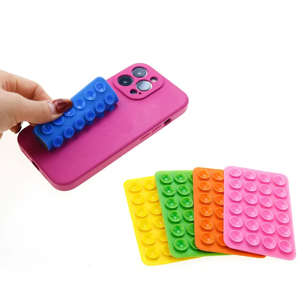 Color: VIOLET/?«?—?…° - Silicone World Square Silicone Mobile Phone Fixing Suction Cup Car Mounted Bracket Phone Case Universal Anti Slip Suction Cup
