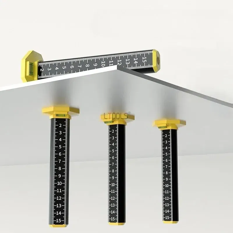 Color: Light Yellow - Light Steel Keel Suspended Ceiling Leveling Special Ruler Equal Height Level Ruler Dual Purpose Magnetic Wall Past Tile Lay Tool