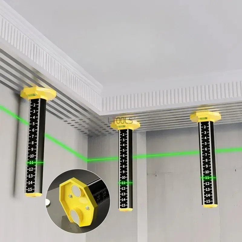 Color: Light Yellow - Light Steel Keel Suspended Ceiling Leveling Special Ruler Equal Height Level Ruler Dual Purpose Magnetic Wall Past Tile Lay Tool