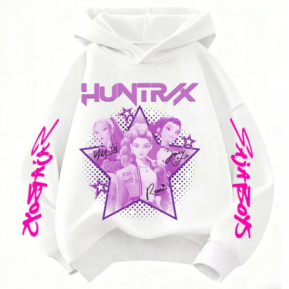 Color: Blue, Kid Size: 7 - KPop Demon Hunter Huntrix Children's Sweatshirt Autumn New Boys Girls Fashion Street Pullover Children's Clothing
