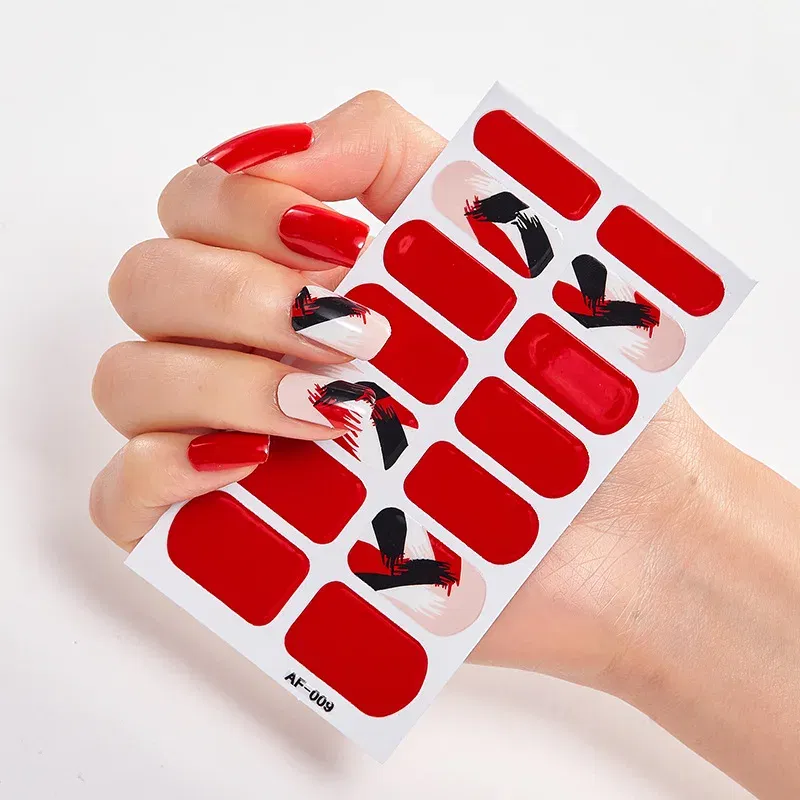 Color: green - Nail Polish Stickers Nail Wraps DIY Self Adhesive Nail Sticker Nail Accesoires Designer Nail Decals Full Cover Nail Stickers