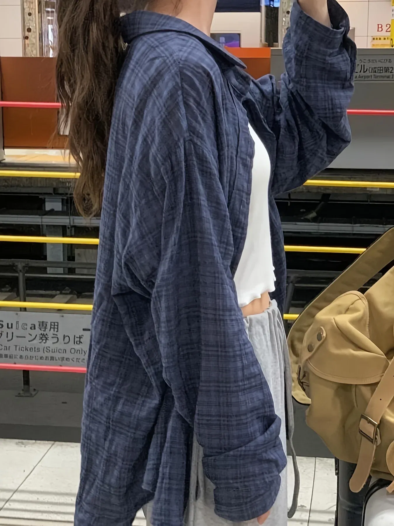 Color: Orange, Size: 5XL - 2025 Large Size Women's Navy Blue Plaid Loose Outside The Spring and Summer Travel Essential Sunscreen Shirt Thin Coat