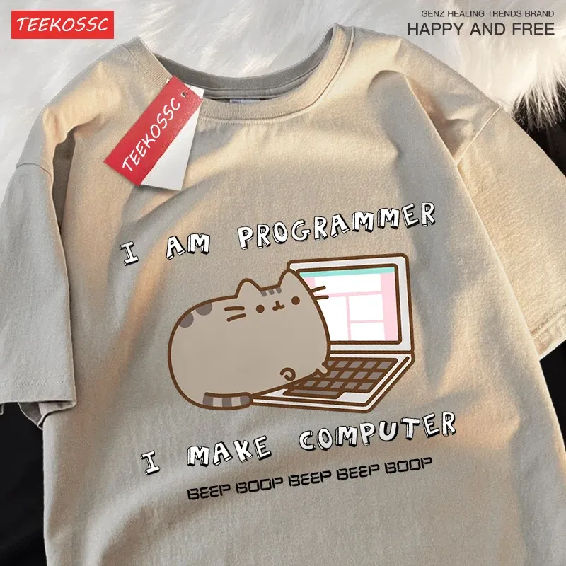 Color: green, Size: XXXL - I Am Programmer I Make Computer Mens T Shirts Summer Cotton T-Shirt Oversized Loose Short Sleeve Crewneck Tee Clothes Fashion