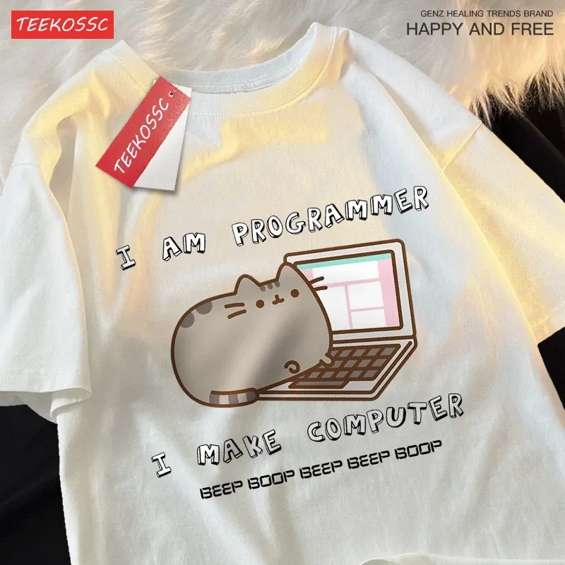 Color: green, Size: XXXL - I Am Programmer I Make Computer Mens T Shirts Summer Cotton T-Shirt Oversized Loose Short Sleeve Crewneck Tee Clothes Fashion