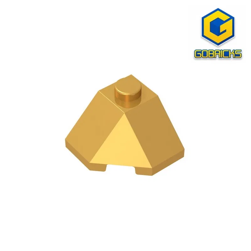 Color: wood - Gobricks GDS-802 ROOF TILE 2X2X1 45 DEGR.-BOT.45DEGR. compatible with lego 13548 children's DIY Educational Building Blocks Tech