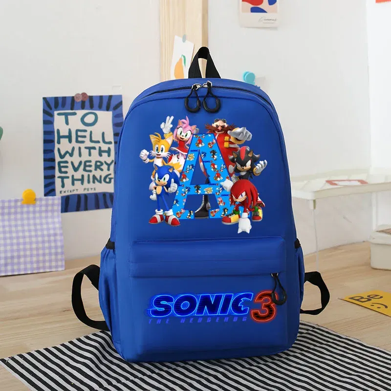 Color: Light Grey, Size: 40cm - Sonics Children Cartoon Schoolbag Kids Anime Cute Backpack Boy Fashion Knapsack Student Casual Shoulders Book Bag Xmas Gift 2025