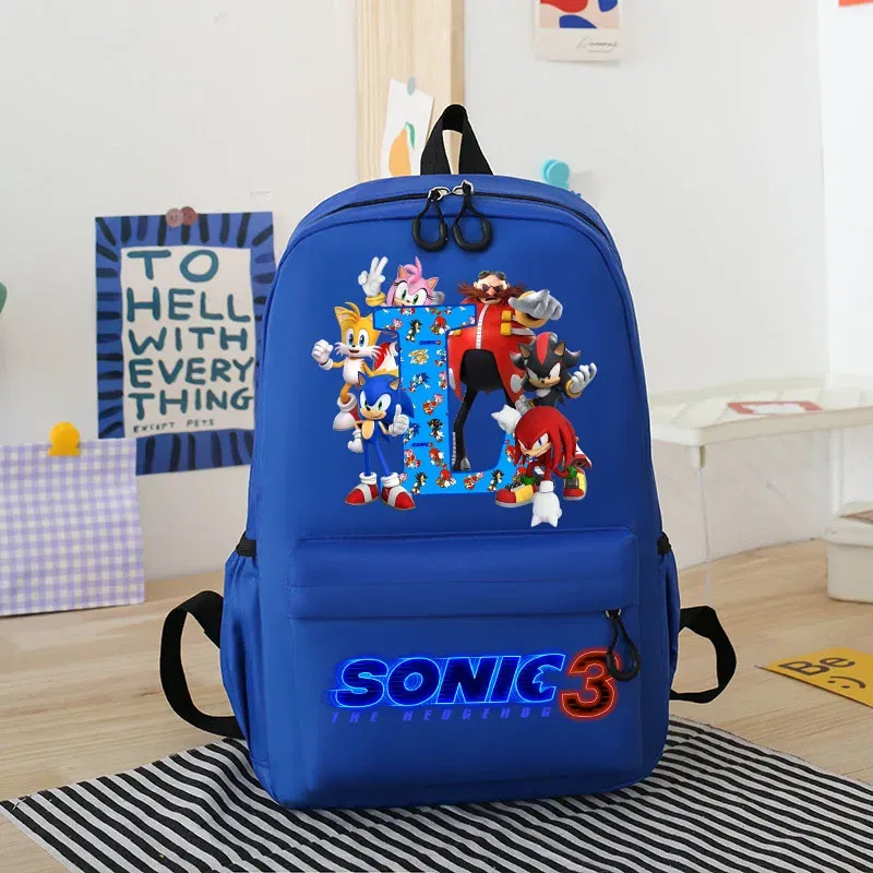 Color: Light Grey, Size: 40cm - Sonics Children Cartoon Schoolbag Kids Anime Cute Backpack Boy Fashion Knapsack Student Casual Shoulders Book Bag Xmas Gift 2025