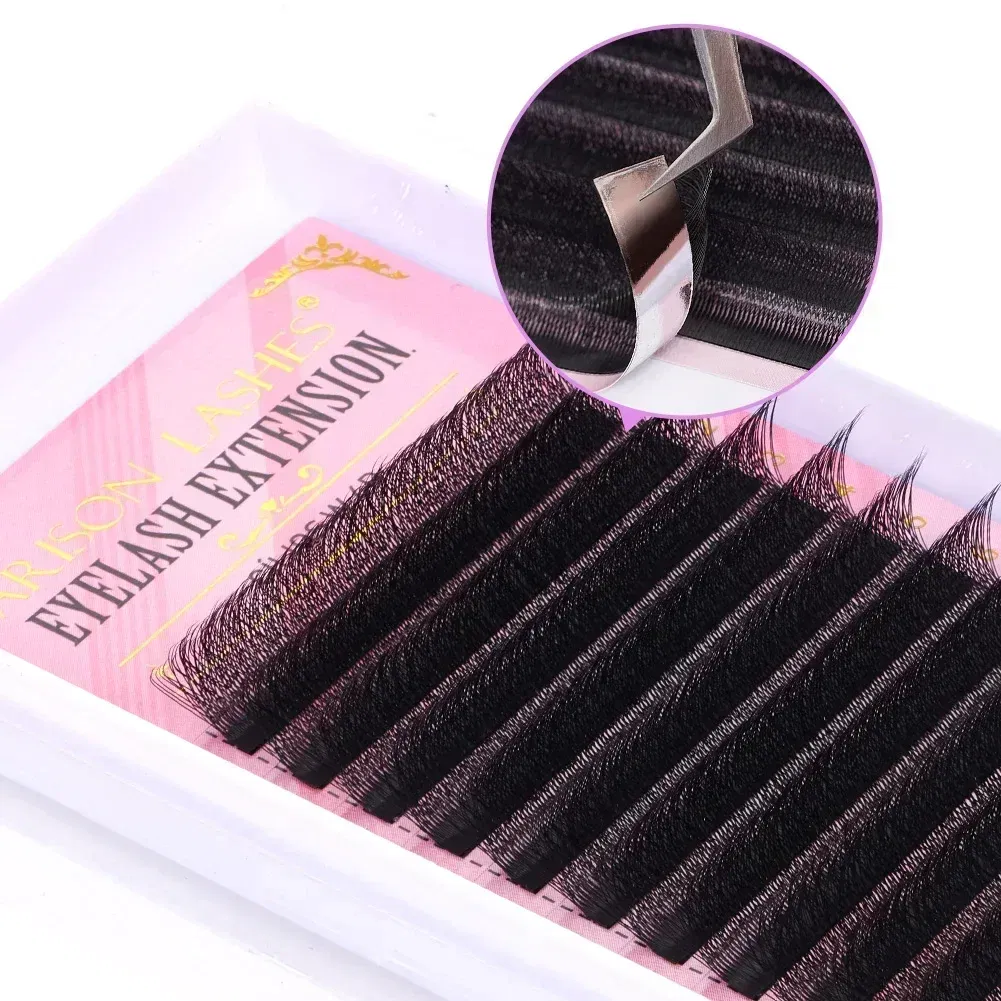 Color: Red, Curl: D, Thickness: 0.07mm, Length: MIX - ARISON LASHES W Shape 3/4/5/6D Eyelashes Extension Premade Volume Fans YY-shape Lashes Faux Mink Soft Easy Faning Natural Lashes