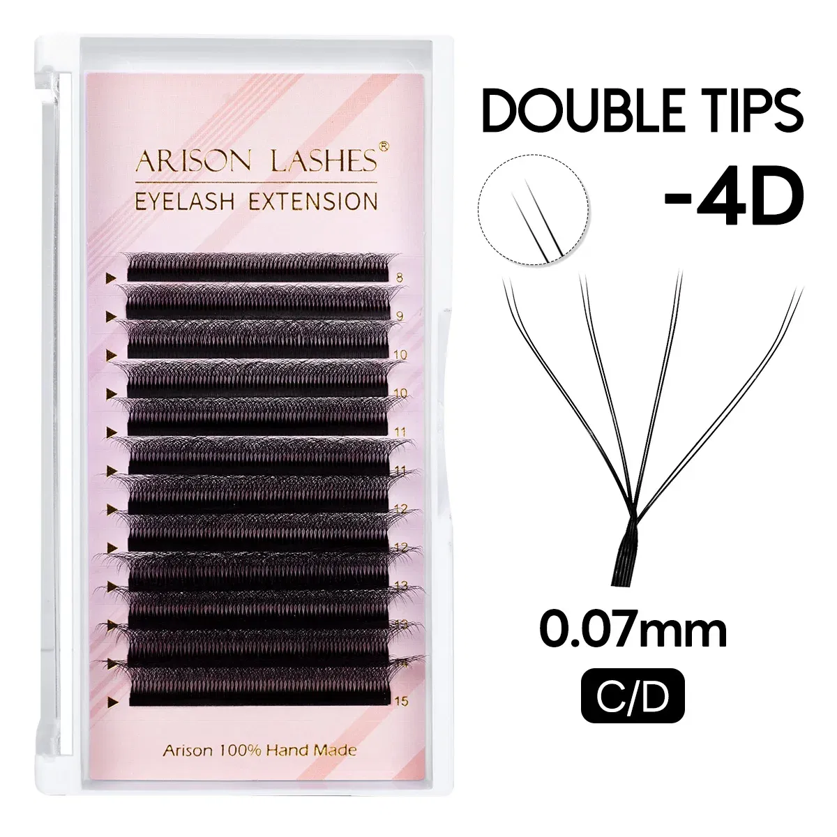 Color: Red, Curl: D, Thickness: 0.07mm, Length: MIX - ARISON LASHES W Shape 3/4/5/6D Eyelashes Extension Premade Volume Fans YY-shape Lashes Faux Mink Soft Easy Faning Natural Lashes