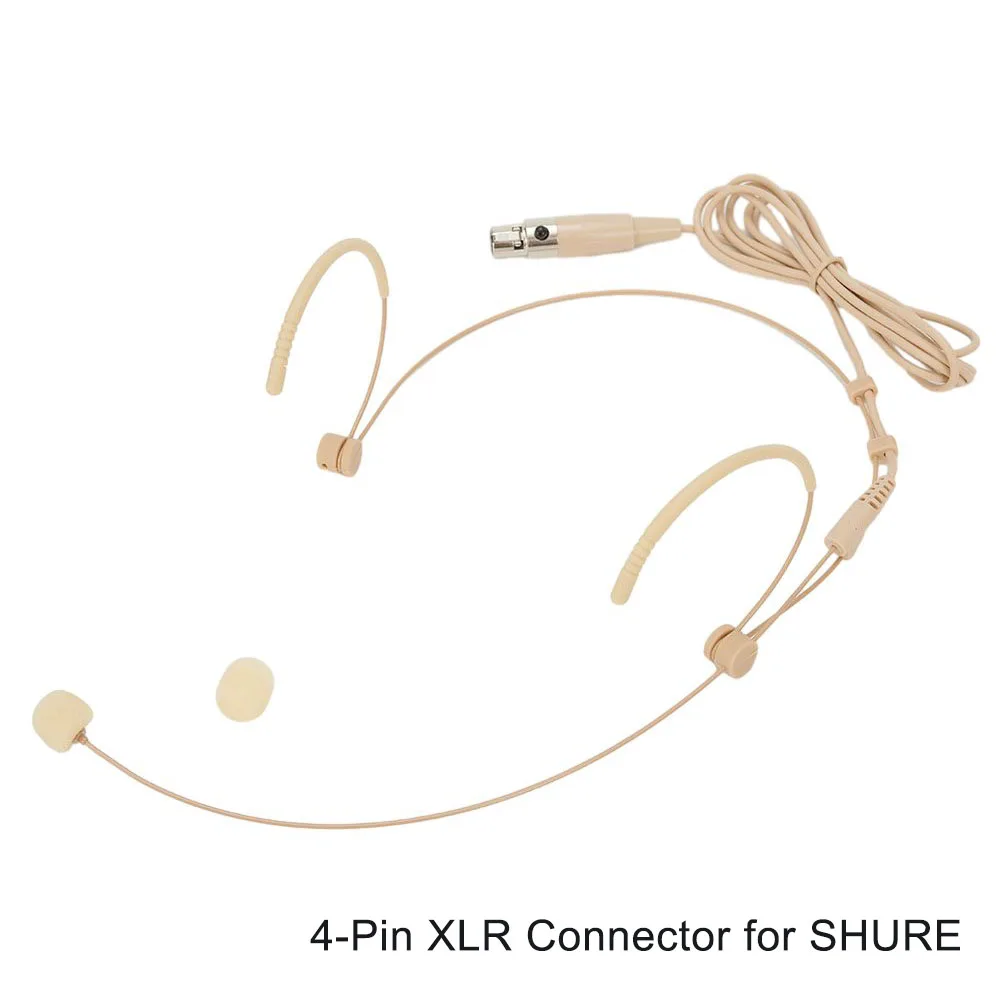 Color: Gold, Ships From: CHINA - Beige Headworn Microphone with Smooth Steel Ear Hang Perfect for Houses of Worship and Minimum Visibility Applications