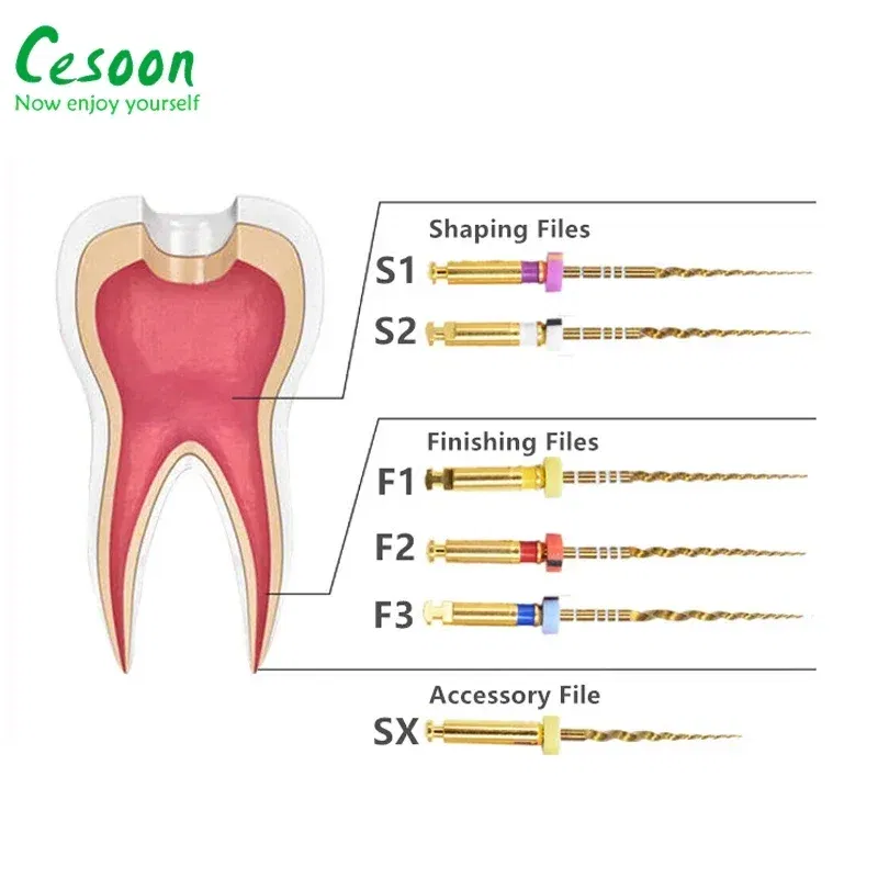 Color: Dark purple - Dental Heat Activation Gold Flexible Files Endodontic Endo NITI Rotary File Nickel Titainium For Root Canal Dentistry Lab Tools