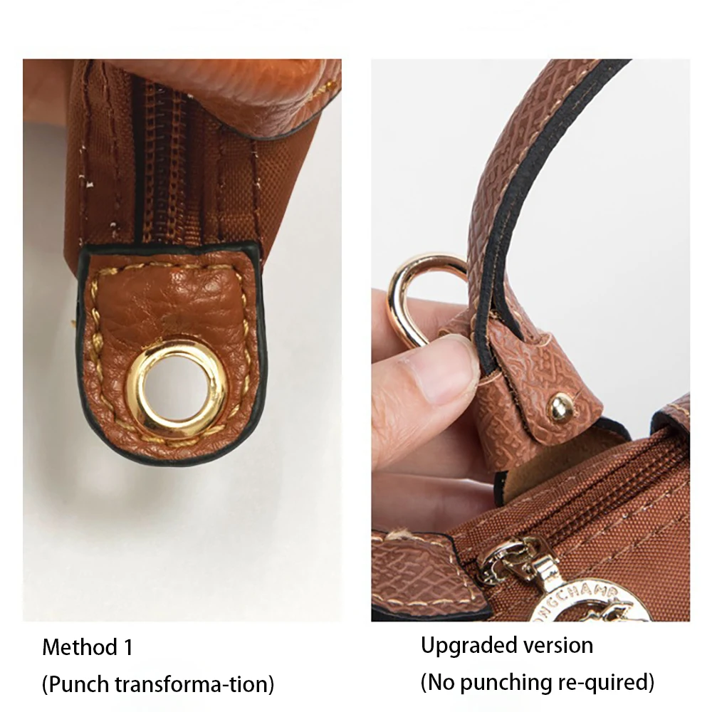 Color: Yellow - 1 Set Bag Strap For Longchamp Mini Punch-free Genuine Leather Shoulder Strap Set Transformation Crossbody Strap Bag Accessories