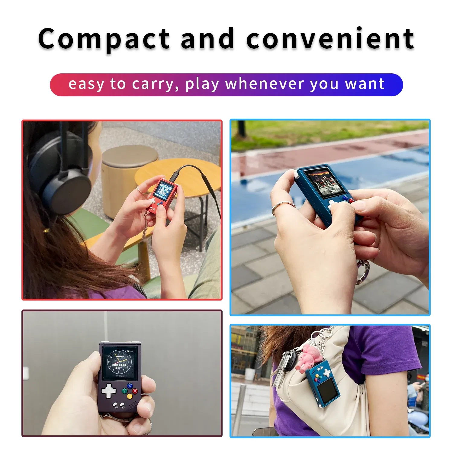 Color: WHITE - ANBERNIC RG Nano Retro Handheld Game Console RGNano Portable Mini Aluminum Alloy 1.54” IPS Screen 64G 5400 Games Hi-fi Speaker